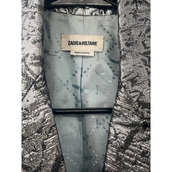 Zadig & Voltaire Metallic Jacket Womens XS Futuristic Edgy Maximalist Cyberpunk - Picture 11 of 12